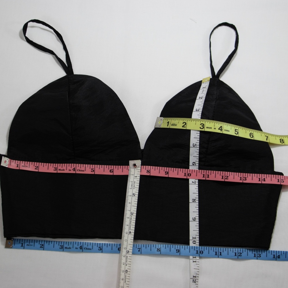 Black Strap Bustier Crop Top with Elastic/Zipper - Picture 6 of 6